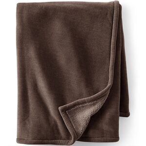Land's End Sherpa Soft Cozy luxury polyester brown 50 inch throw